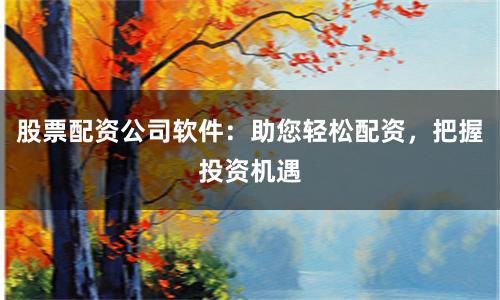 股票配资公司软件：助您轻松配资，把握投资机遇